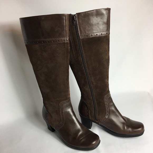 clarks leather and suede boots